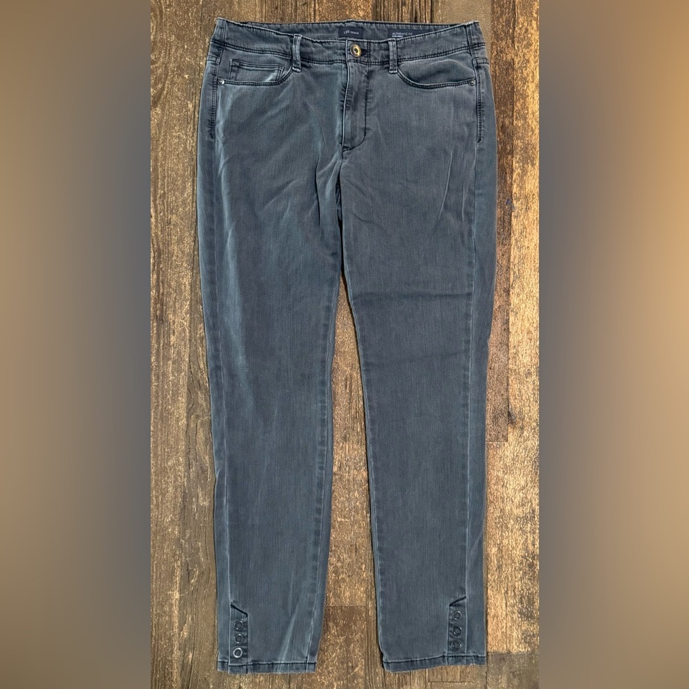 J. Jill Denim Authentic Fit Slim Ankle Snap Hem Gray Jeans Size 6